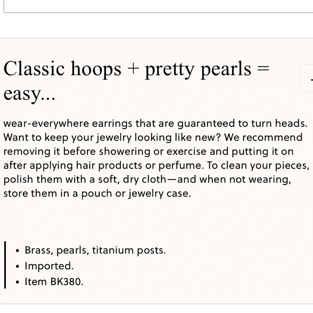 J.Crew Bead Hoop Earrings Pearl Classic Gold Large - Picture 7 of 7